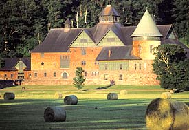 Shelburne Farms farm building and hay