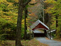 covered bridge and foliage in vermont